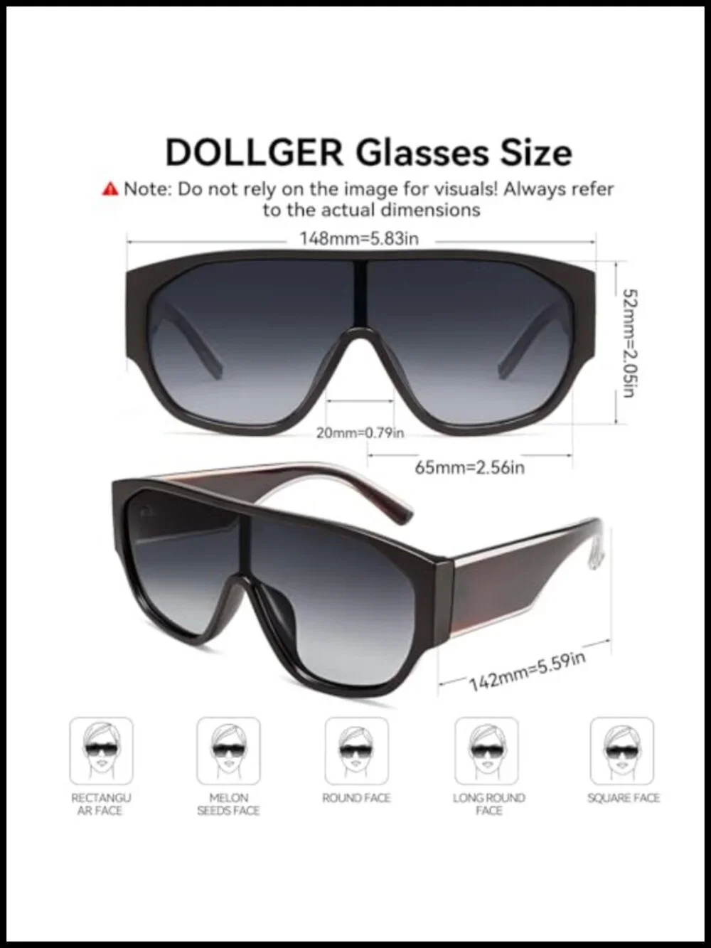 Oversized Square Aviator Sunglasses - Polarized UV400 Thick Frame